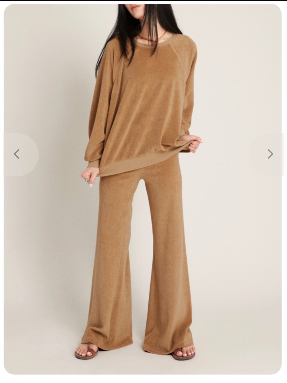 NEW SUZIE KONDI zephyra flare terry pants in pecan size small - Picture 4 of 10